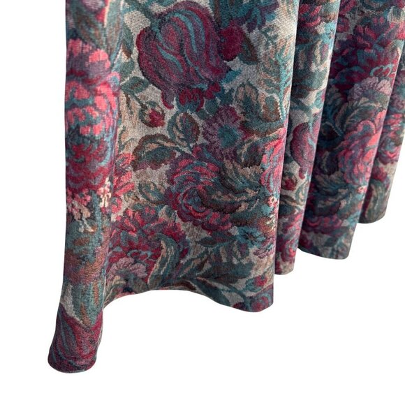 Plus Preferred Vintage Womens Floral Pink Tan Tapestry Print Full A-Line Skirt 1 - Picture 2 of 9